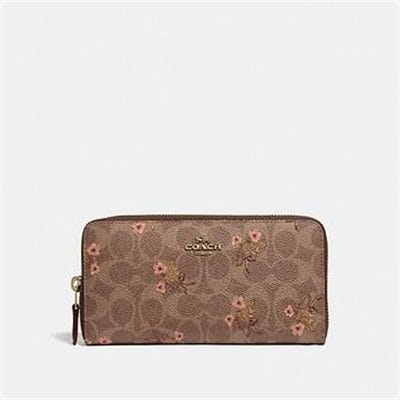 Fashion 4 Coach ACCORDION ZIP WALLET IN SIGNATURE CANVAS WITH FLORAL PRINT