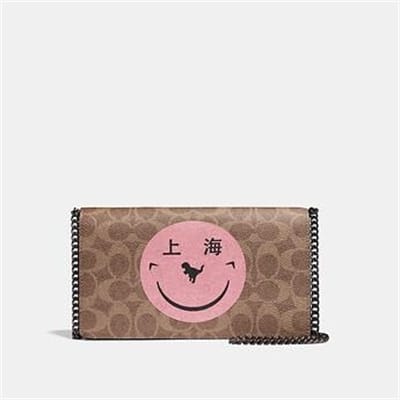 Fashion 4 Coach CALLIE FOLDOVER CHAIN CLUTCH IN SIGNATURE CANVAS WITH REXY BY YETI OUT