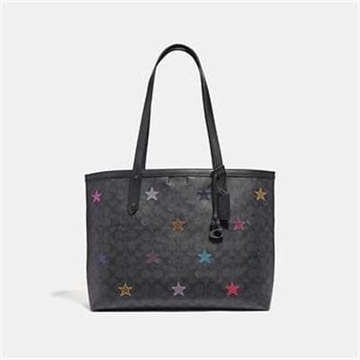 Fashion 4 Coach CENTRAL TOTE IN SIGNATURE CANVAS WITH STAR APPLIQUE AND SNAKESKIN DETA
