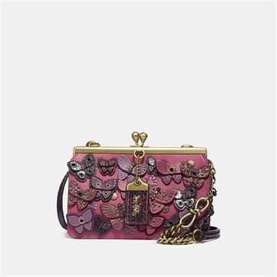 Fashion 4 Coach DOUBLE FRAME BAG 19 WITH BUTTERFLY APPLIQUE AND SNAKESKIN DETAIL