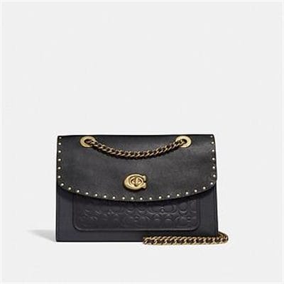 Fashion 4 Coach PARKER SHOULDER BAG IN SIGNATURE LEATHER WITH RIVETS