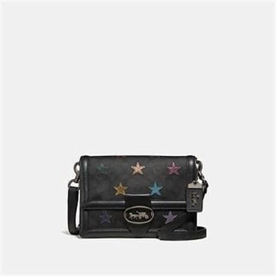 Fashion 4 Coach RILEY SHOULDER BAG IN SIGNATURE CANVAS WITH STAR APPLIQUE AND SNAKESKI