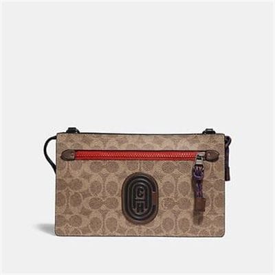Fashion 4 Coach RIVINGTON CONVERTIBLE POUCH WITH SIGNATURE CANVAS BLOCKING AND COACH P