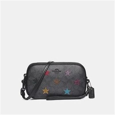 Fashion 4 Coach SADIE CROSSBODY CLUTCH IN SIGNATURE CANVAS WITH STAR APPLIQUE AND SNAK
