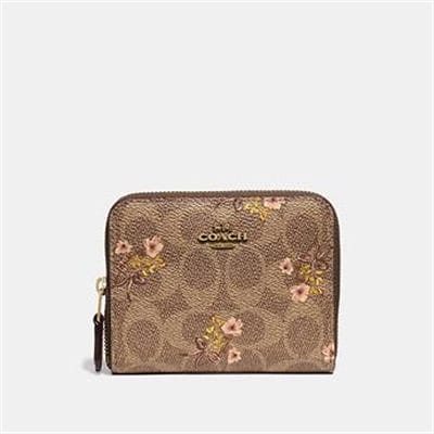 Fashion 4 Coach SMALL ZIP AROUND WALLET IN SIGNATURE CANVAS WITH FLORAL PRINT