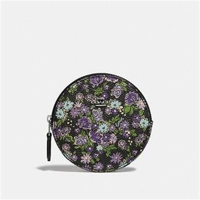 Fashion 4 Coach ROUND COIN CASE WITH POSEY CLUSTER PRINT