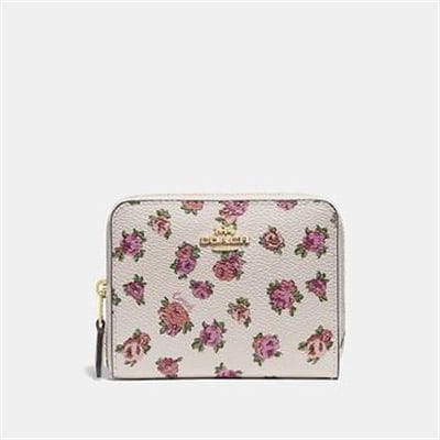 Fashion 4 Coach SMALL ZIP AROUND WALLET WITH MINI VINTAGE ROSE PRINT