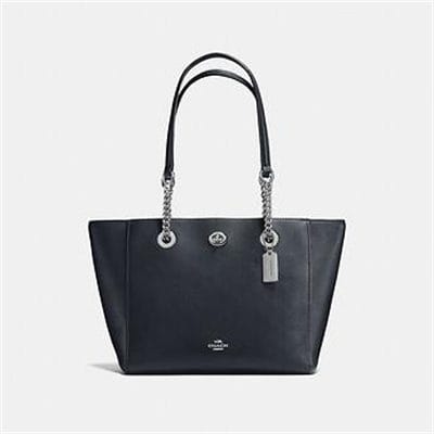 Fashion 4 Coach TURNLOCK CHAIN TOTE IN POLISHED PEBBLE LEATHER