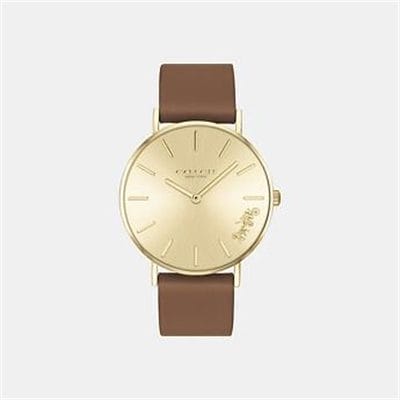 Fashion 4 Coach PERRY SADDLE LEATHER STRAP WATCH