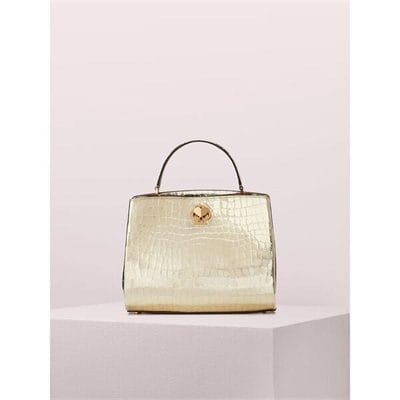 Fashion 4 - romy metallic croc-embossed medium satchel