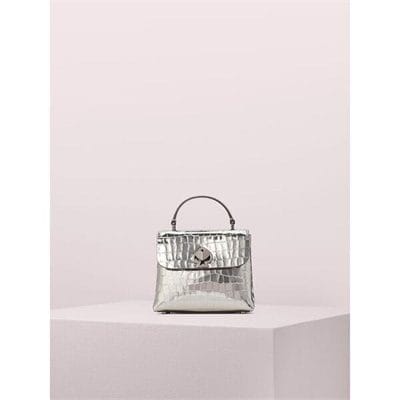 Fashion 4 - romy metallic croc-embossed mini top handle bag