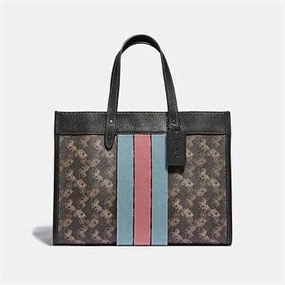 Fashion 4 Coach FIELD TOTE 30 WITH HORSE AND CARRIAGE PRINT AND VARSITY STRIPE
