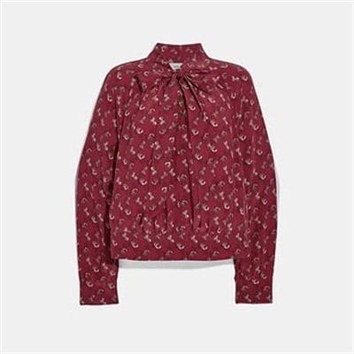 Fashion 4 Coach HORSE AND CARRIAGE PRINT TIE NECK BLOUSE