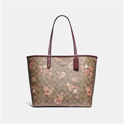 Fashion 4 Coach REVERSIBLE CITY TOTE IN SIGNATURE CANVAS WITH PRAIRIE DAISY CLUSTER PR