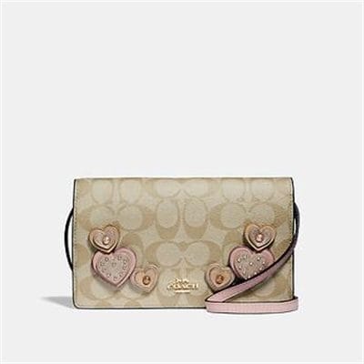 Fashion 4 Coach HAYDEN FOLDOVER CROSSBODY CLUTCH IN SIGNATURE CANVAS WITH HEART APPLIQ