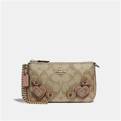 Fashion 4 Coach LARGE WRISTLET 19 IN SIGNATURE CANVAS WITH HEART APPLIQUE
