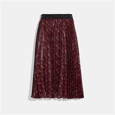 Fashion 4 Coach LUNAR NEW YEAR HORSE AND CARRIAGE PRINT PLEATED SKIRT