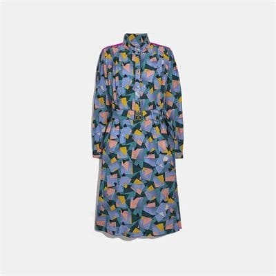 Fashion 4 Coach Bold Geo Mock Neck Dress With Sporty Stripe