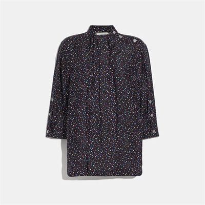 Fashion 4 Coach Dot Print Short Sleeve Blouse