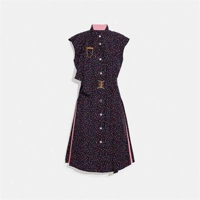 Fashion 4 Coach Dot Sleeveless Dress With Belt