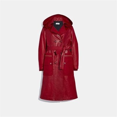 Fashion 4 Coach Leather Trench With Ruching Detail