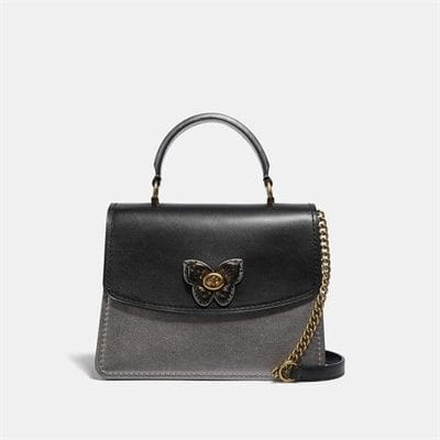 Fashion 4 Coach Parker Top Handle With Butterfly Turnlock And Snakeskin Detail