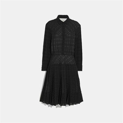 Fashion 4 Coach Plaid Pleated Shirt Dress