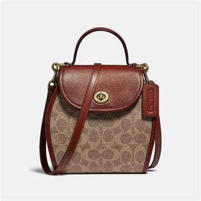 Fashion 4 Coach Turnlock Curved Top Handle Crossbody In Signature Canvas