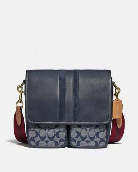 Fashion 4 Coach Map Bag In Signature Chambray With Varsity Stripe