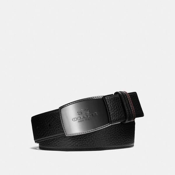 Fashion 4 Coach Stitched Plaque Buckle Cut-To-Size Reversible Belt