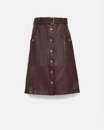 Fashion 4 Coach Snap Front Leather Skirt