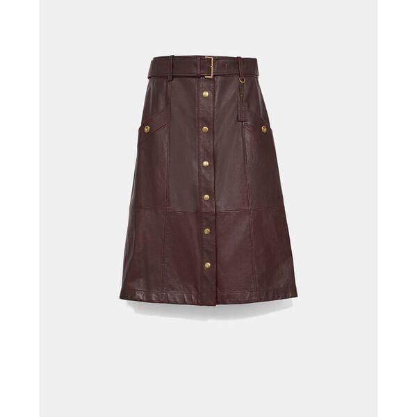 Fashion 4 Coach Snap Front Leather Skirt