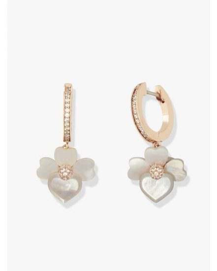 Fashion 4 - precious pansy pavé drop huggies