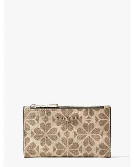 Fashion 4 - spade flower coated canvas small slim bifold wallet