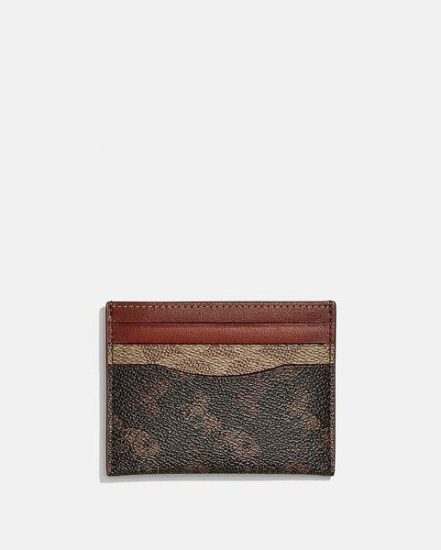 Fashion 4 Coach Card Case In Signature Canvas With Horse And Carriage Print