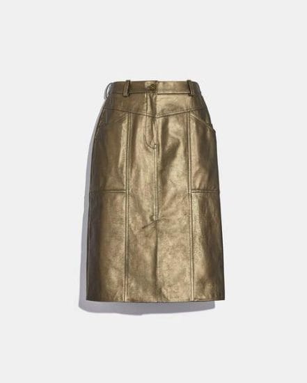 Fashion 4 Coach Metallic Leather Midi Skirt