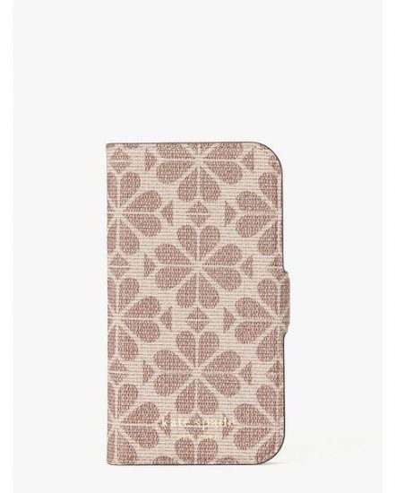 Fashion 4 - spade flower coated canvas iphone 12 mini magnetic wrap folio case