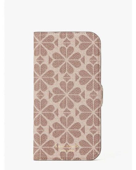 Fashion 4 - spade flower coated canvas iphone 12 pro max magnetic wrap folio case