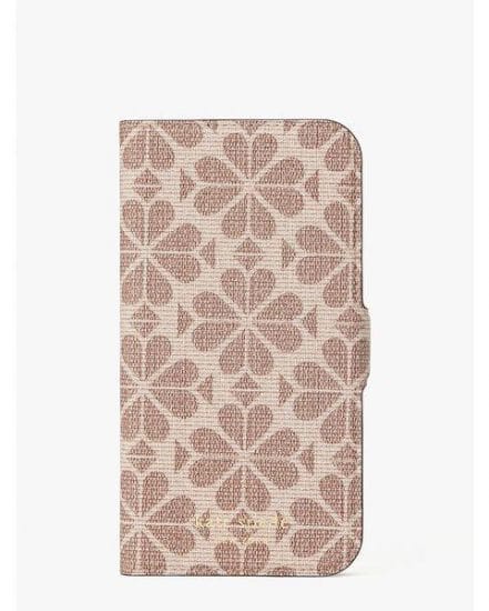 Fashion 4 - spade flower coated canvas iphone 12/12 pro magnetic wrap folio case