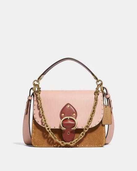 Fashion 4 Coach Beat Shoulder Bag In Colorblock With Rivets