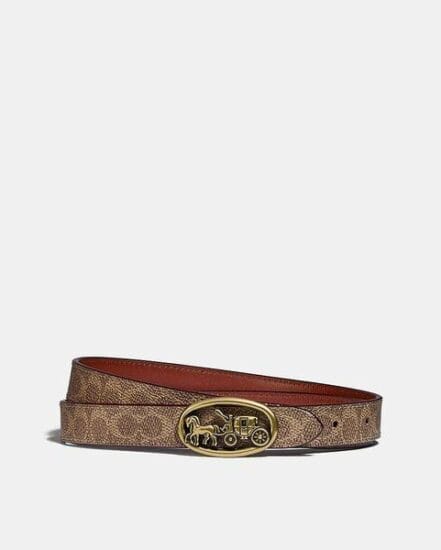 Fashion 4 Coach Horse And Carriage Medallion Buckle Reversible Belt