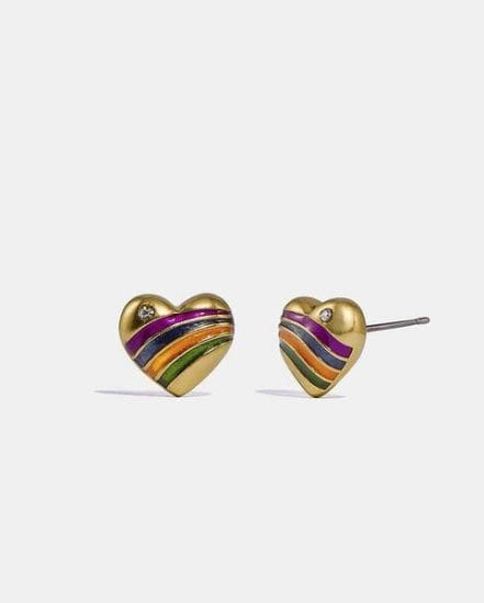 Fashion 4 Coach Rainbow Heart Stud Earrings