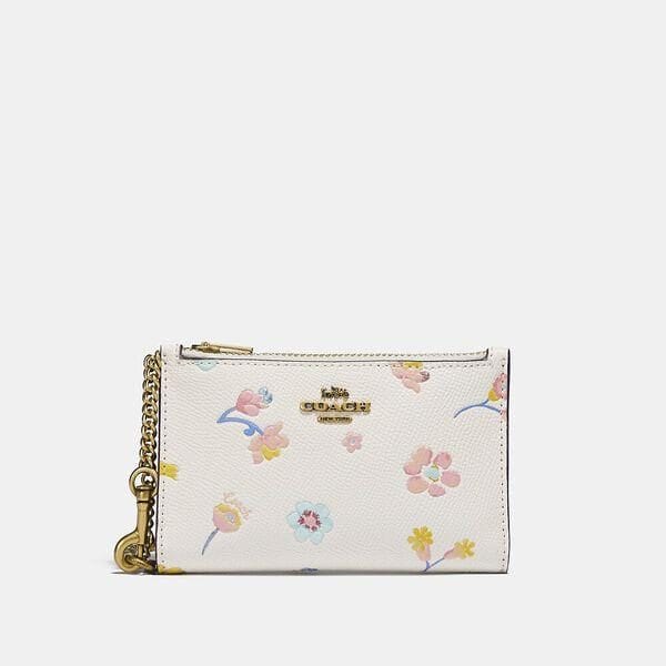 Fashion 4 Coach Zip Chain Card Case With Watercolor Floral Print