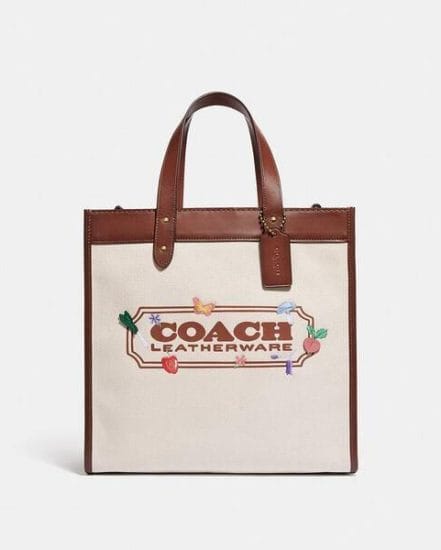 Fashion 4 Coach Field Tote With Garden Embroidery Coach Badge