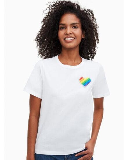 Fashion 4 - casual rainbow heart patch tee