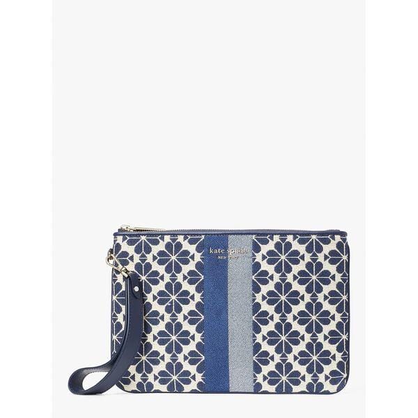 Fashion 4 - spade flower jacquard stripe pouch wristlet