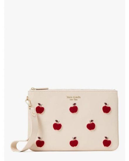 Fashion 4 - apple toss flocked pouch wristlet