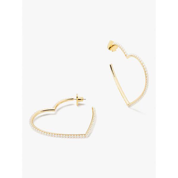 Fashion 4 - shining spade pearl heart hoops