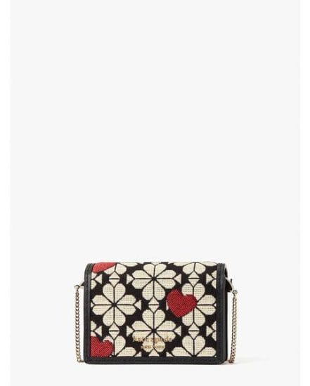 Fashion 4 - spade flower jacquard hearts chain cardholder