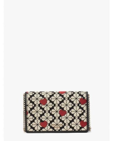 Fashion 4 - spade flower jacquard hearts chain wallet